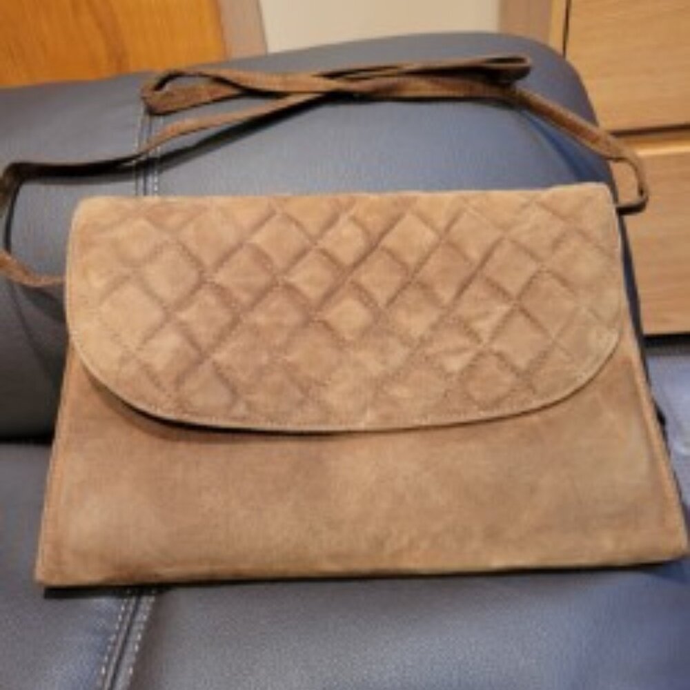 Suede clutch handbag
